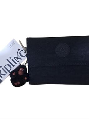 Kipling Black Wallet with Monkey Keychain